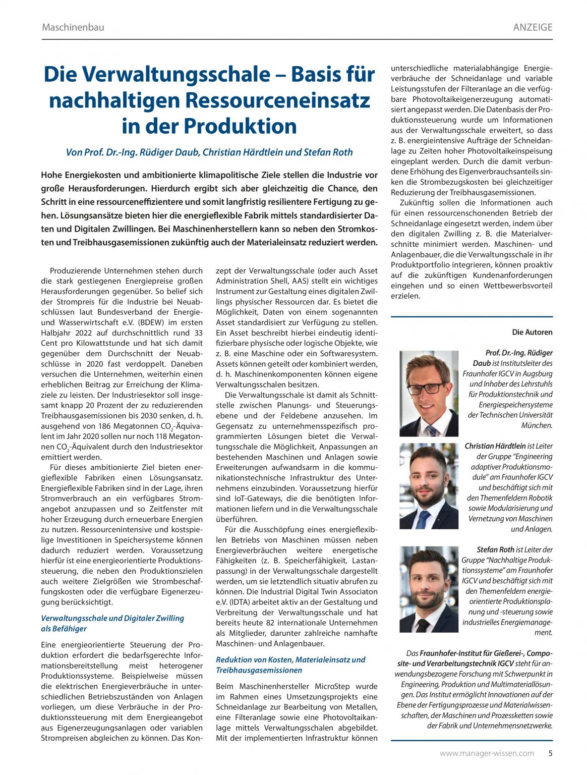 MASCHINENBAU Fachinformation für Entscheider