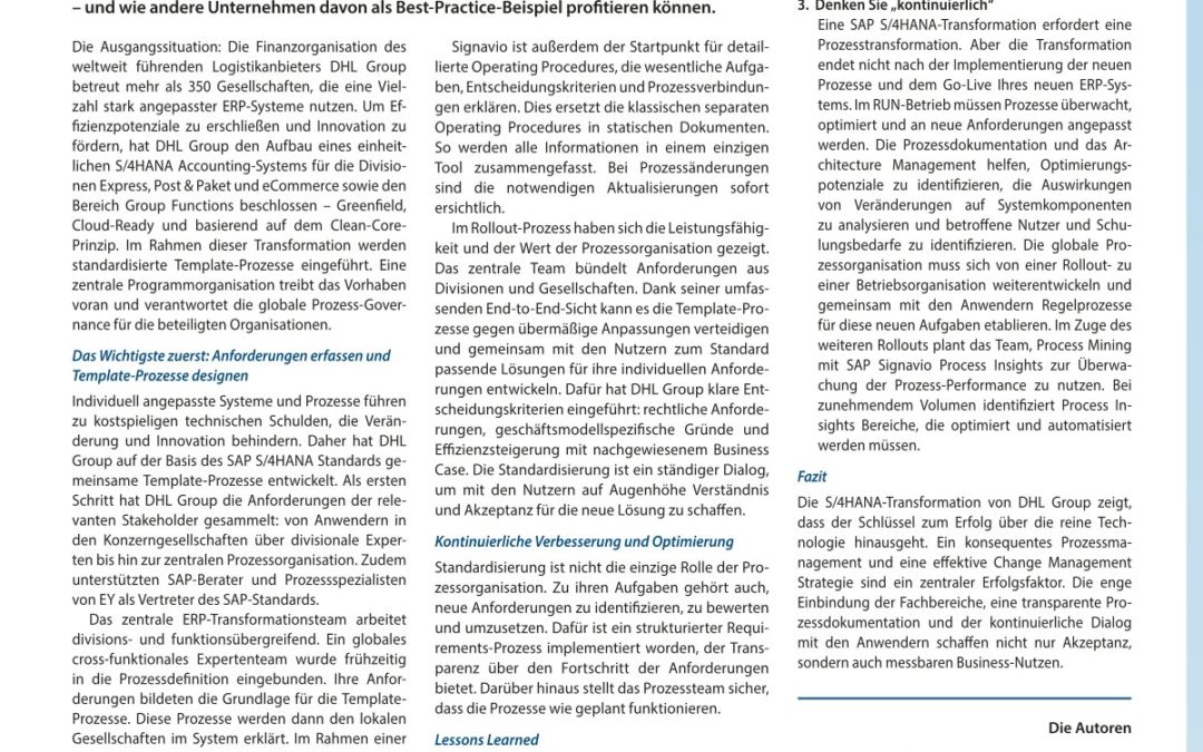 Prozessmanagement in der Finance-Transformation bei DHL Group