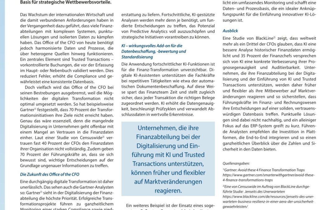 So verändern Digitalisierung und  KI das Office of the CFO