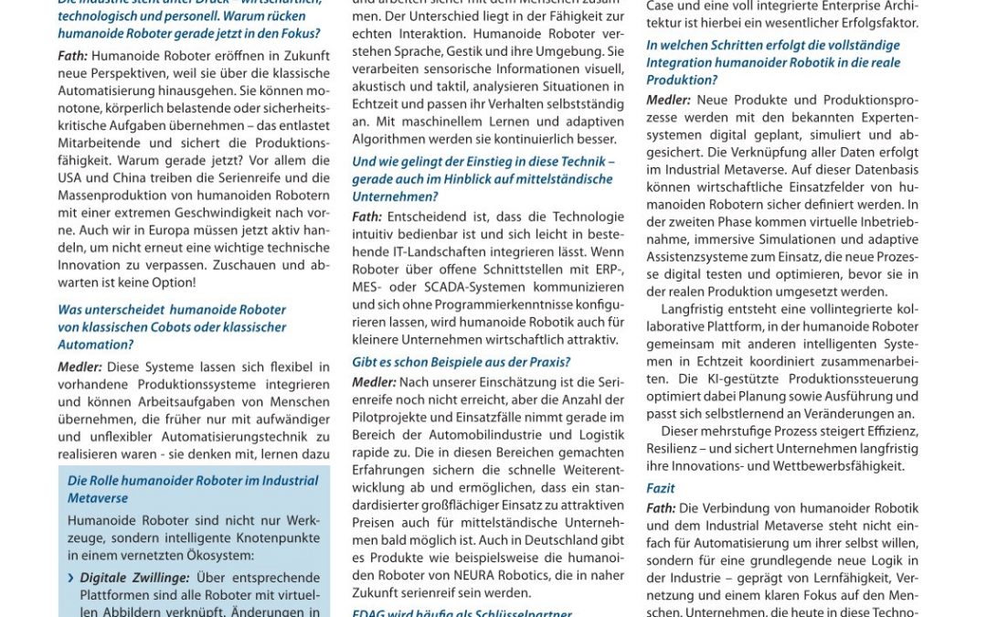 Wie humanoide Roboter und das Industrial Metaverse die Industrie transformieren