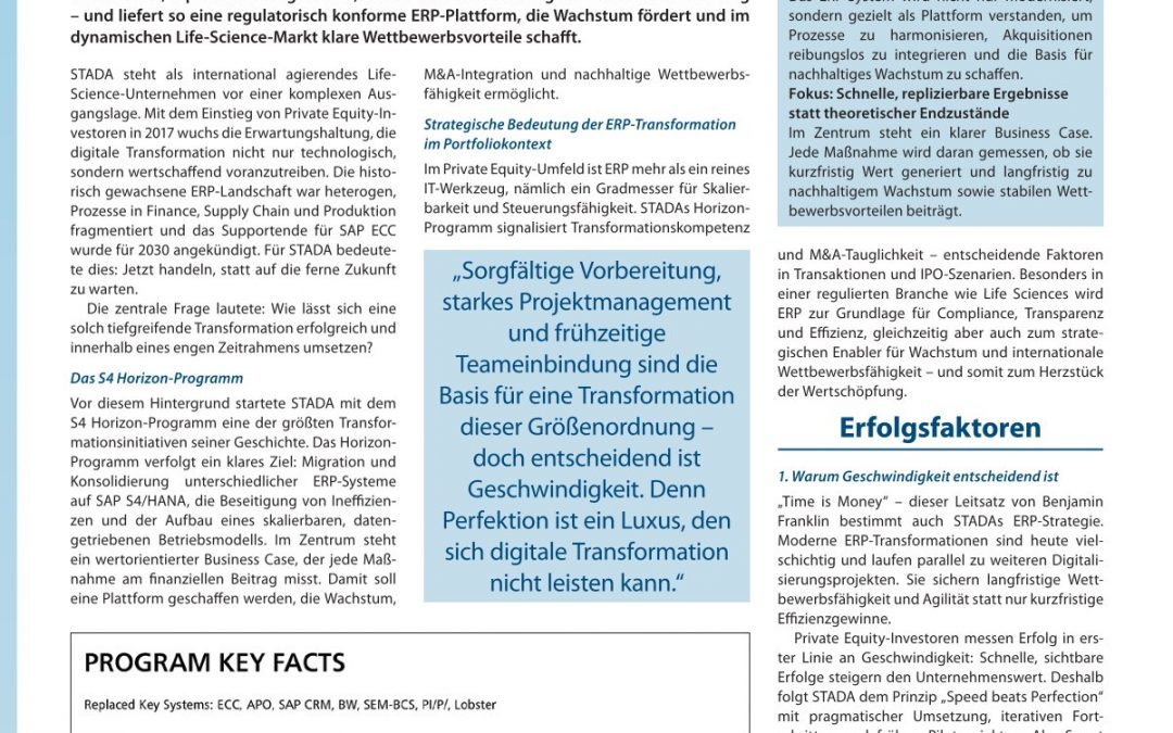 Strategische ERP-Transformation bei STADA:  Geschwindigkeit als Erfolgsfaktor