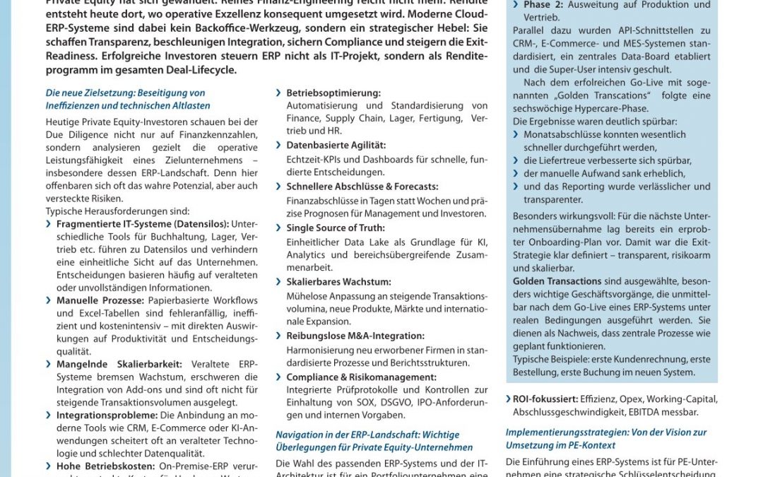 Der strategische Imperativ:  Wie ERP die Wertschöpfung im gesamten Private Equity-Portfolio steigert