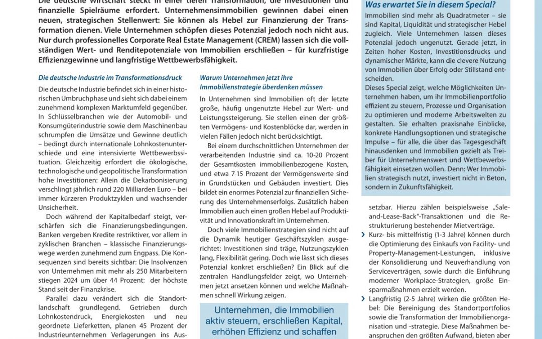 Vom immobilen Betongold zum Werthebel der industriellen Transformation