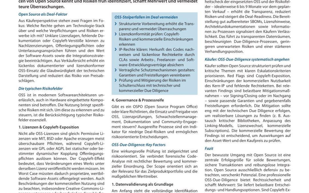 Open Source bei M&A: Chancen ­erkennen, Risiken managen