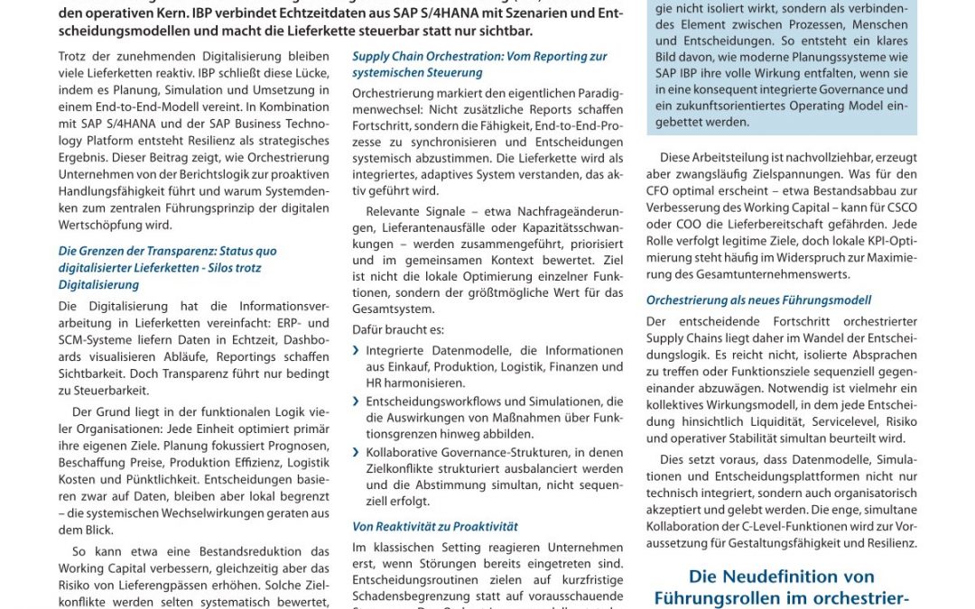 Supply Chain Orchestration mit SAP: Von Transparenz zu steuerbarer Resilienz