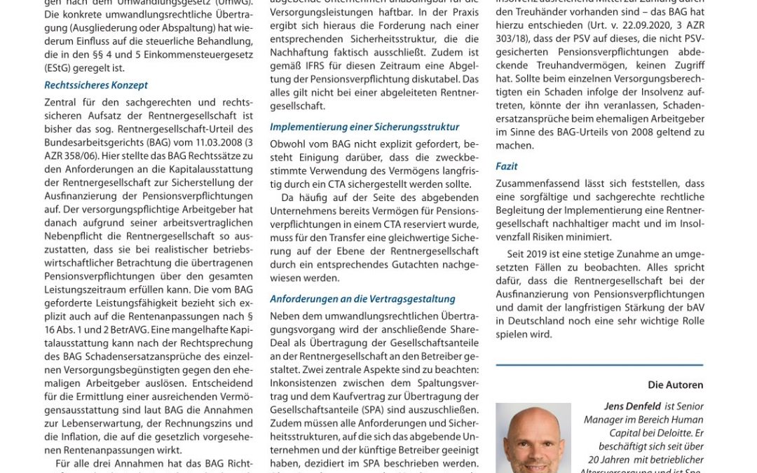 Die Rentnergesellschaft als Lösung für Pensionsverpflichtungen