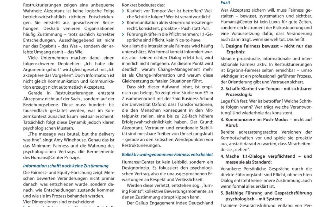 Fairness – die stille Logik der ­Restrukturierung: Warum das „Wie“ über Erfolg oder Scheitern entscheidet