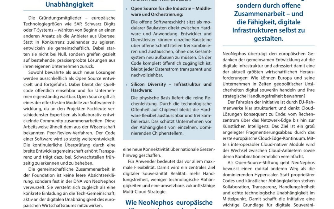 Mit der Cloud-Blaupause zur Souveränität: Wie NeoNephos das Ende der Abhängigkeit einläutet