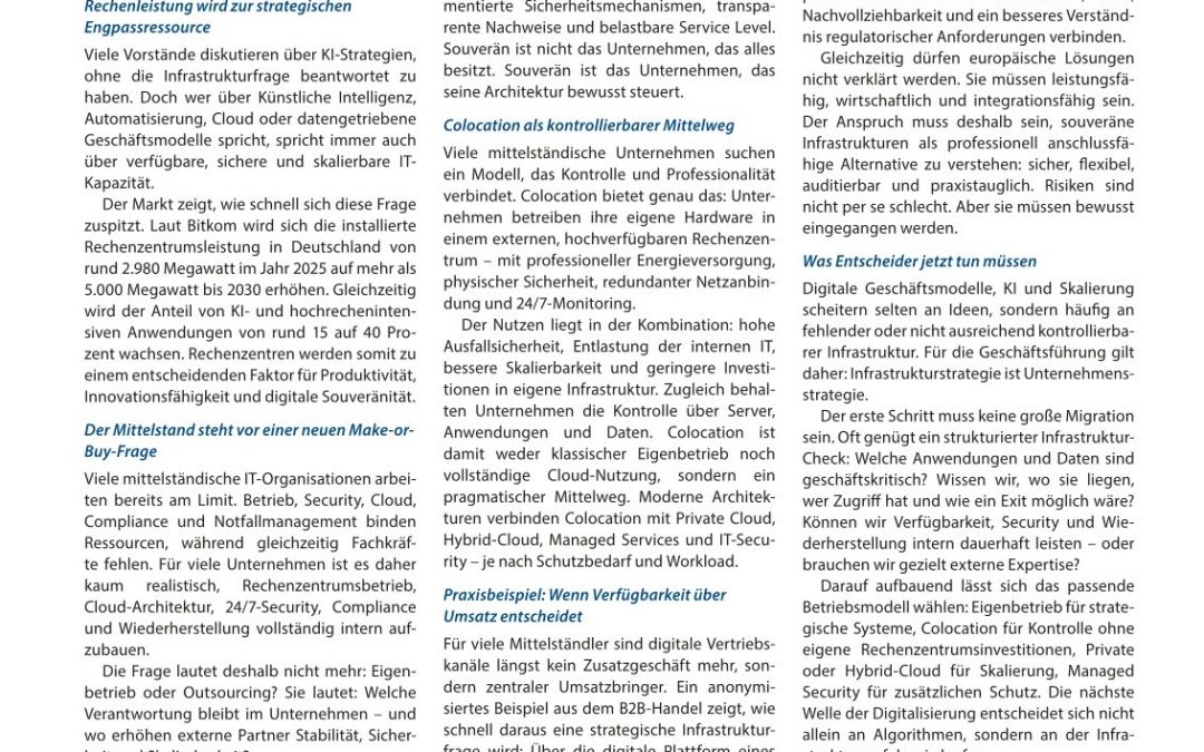 Wachstum braucht kontrollierbare Infrastruktur