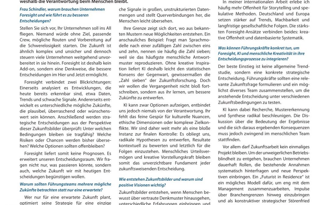 Die Zukunft entscheiden wir heute Wie Foresight, KI und menschliche Kreativität zu besseren ­Entscheidungen führen