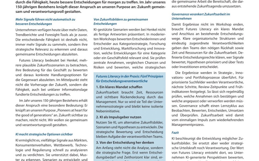 Zukunftsbilder bei Henkel: KI liefert Impulse. Menschen entscheiden